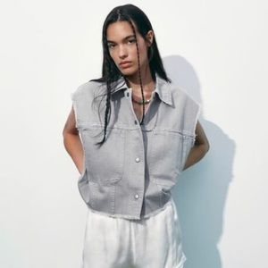 Zara Denim Pocket Vest M
